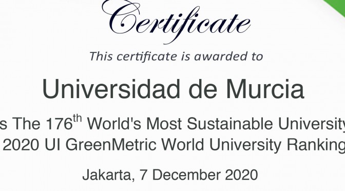 El prestigioso ranking ‘GreenMetric’ sitúa a la UMU entre las 200 universidades más sostenibles del mundo