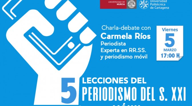 La periodista Carmela Ríos, experta en redes sociales, imparte una conferencia en la Universidad de Murcia