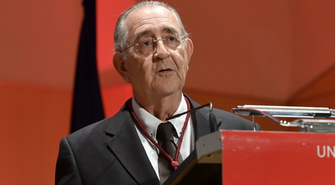 Juan Roca en el acto de recibir la Medalla de Oro de la UMU 14 de febrero 2020